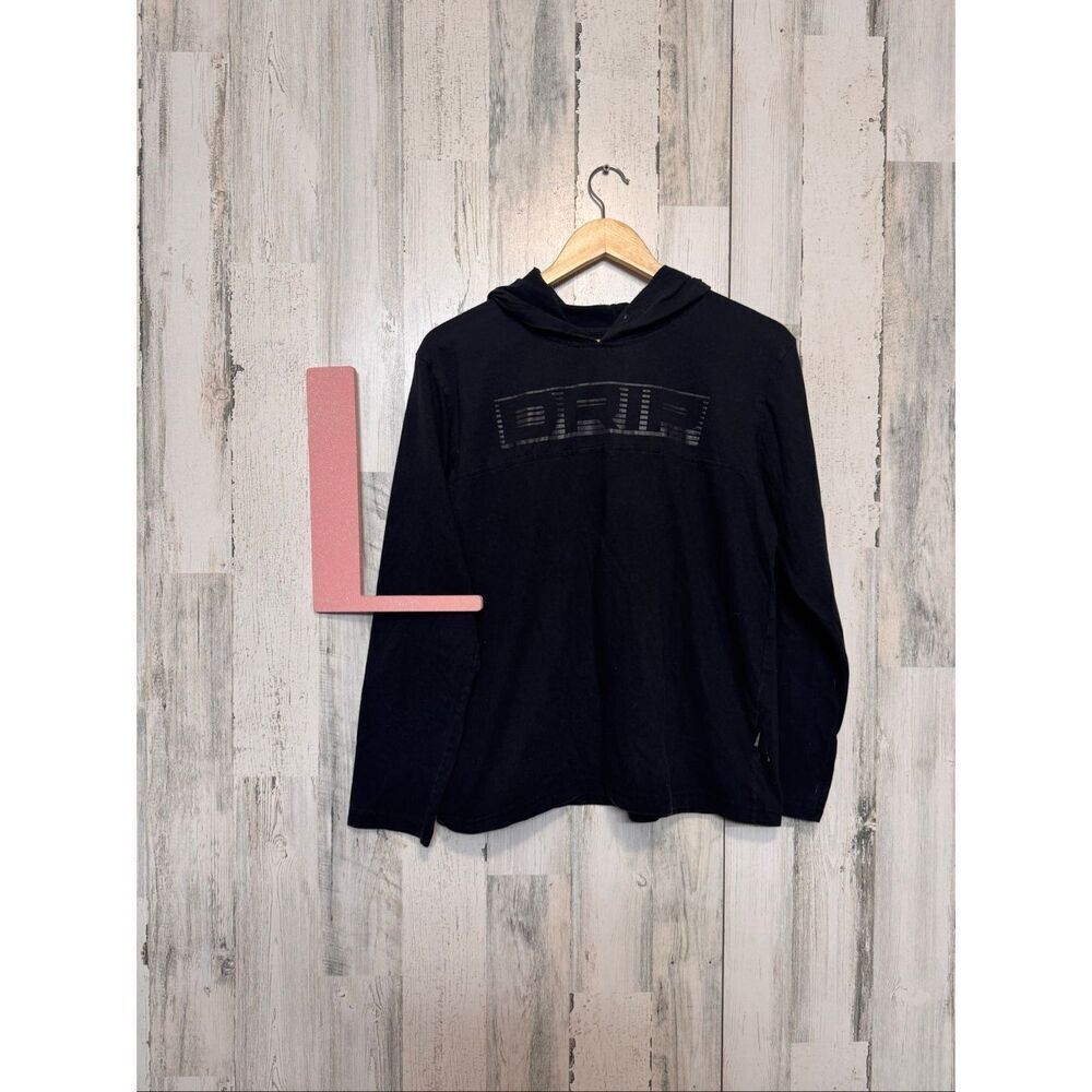Distortion Black Long Sleeve Hooded Tee – Size L